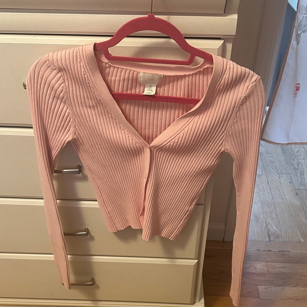 H&M Light Pink Ribbed Cardigan